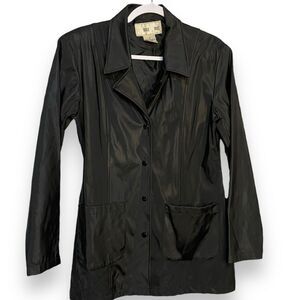Louise Paris Faux Leather Jacket Medium Black Pockets Grunge Casual Lined Retro